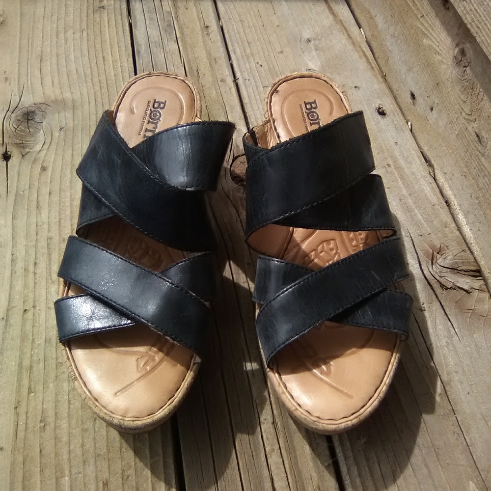 Born black platform wedge shoes 8.5